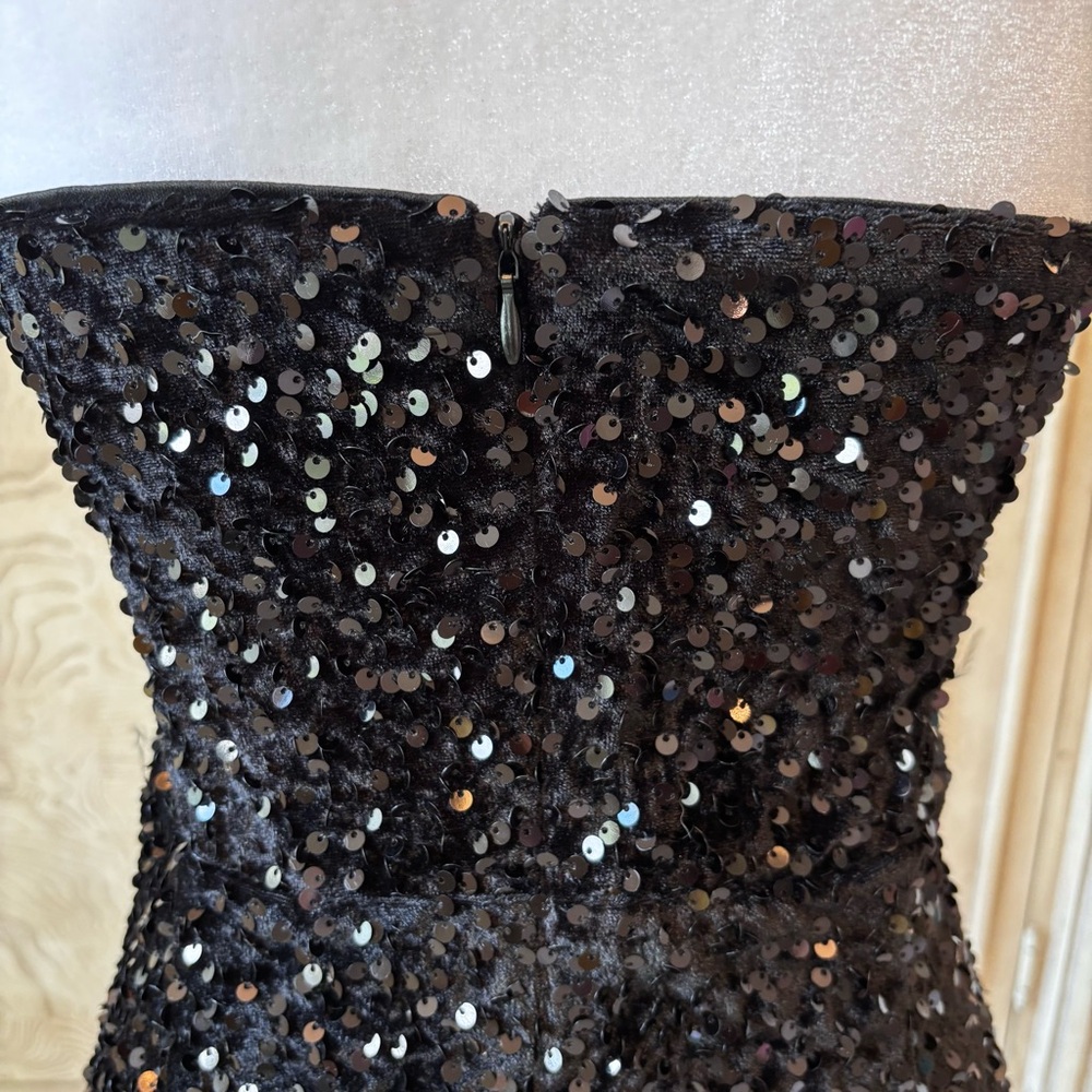 NEW Black Sequin Dress, Black Dress with Feathers Prom NWOT Size XLG - Picture 9 of 13